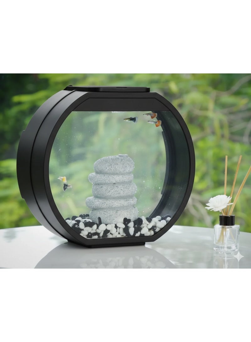 أيه أيه حوض أسماك ديكو أو ميني - إضاءة LED RGB سوداء مع تحكم باللمس 10 لتر - Image 4